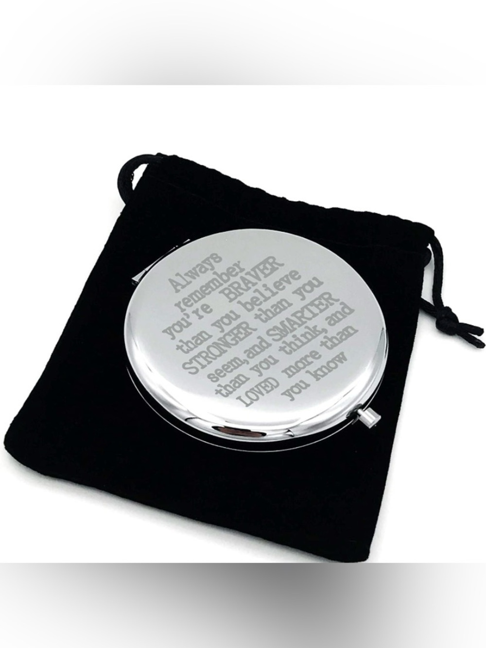 Inspirational Quote Travel Compact Pocket Makeup Mirror Gift NEW with Pouch